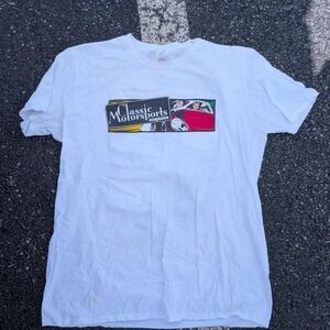 Gildan Classic‎ Motorsports Magazine Graphic Tee White Mens L Racing Car Print